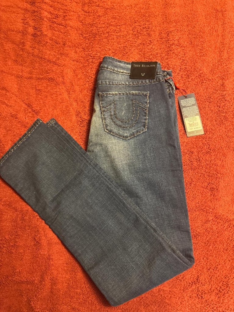 True Religion Billie Big T Cable Stitched Women Sz 29 Jeans Nwt Straight Leg
